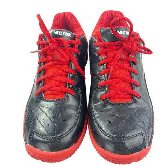Victor A102 Women's Red Black Lace Up Low Top Badminton Sneakers Shoes Size 8.5 - Picture 2 of 5